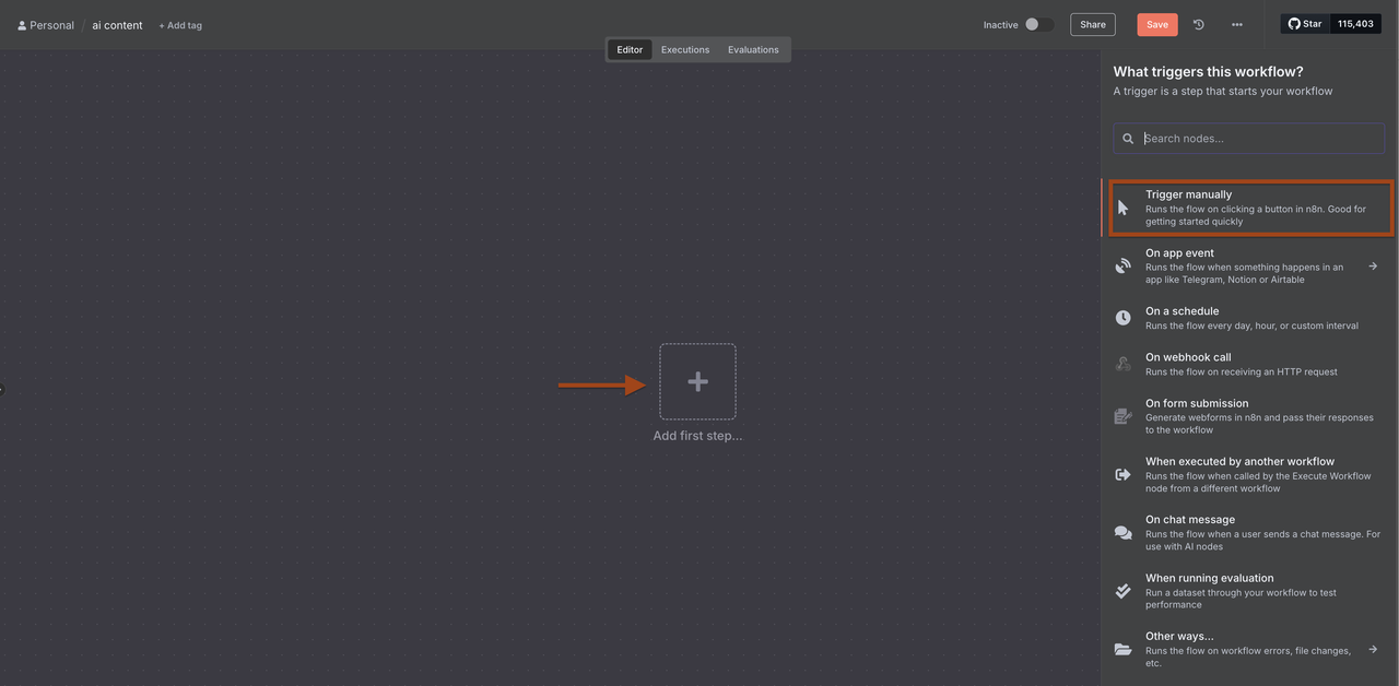 Step 1: Setting Up the Manual Trigger