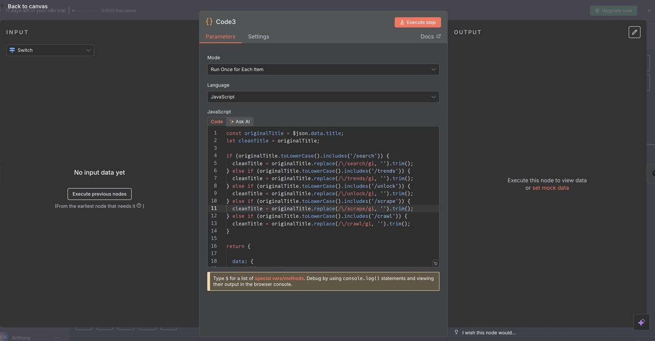 Code Node Configuration