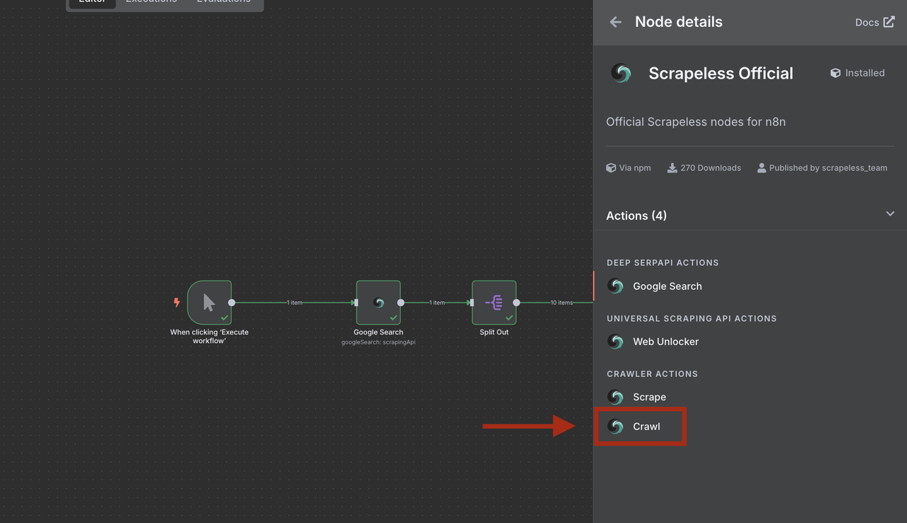 Select Crawl operation