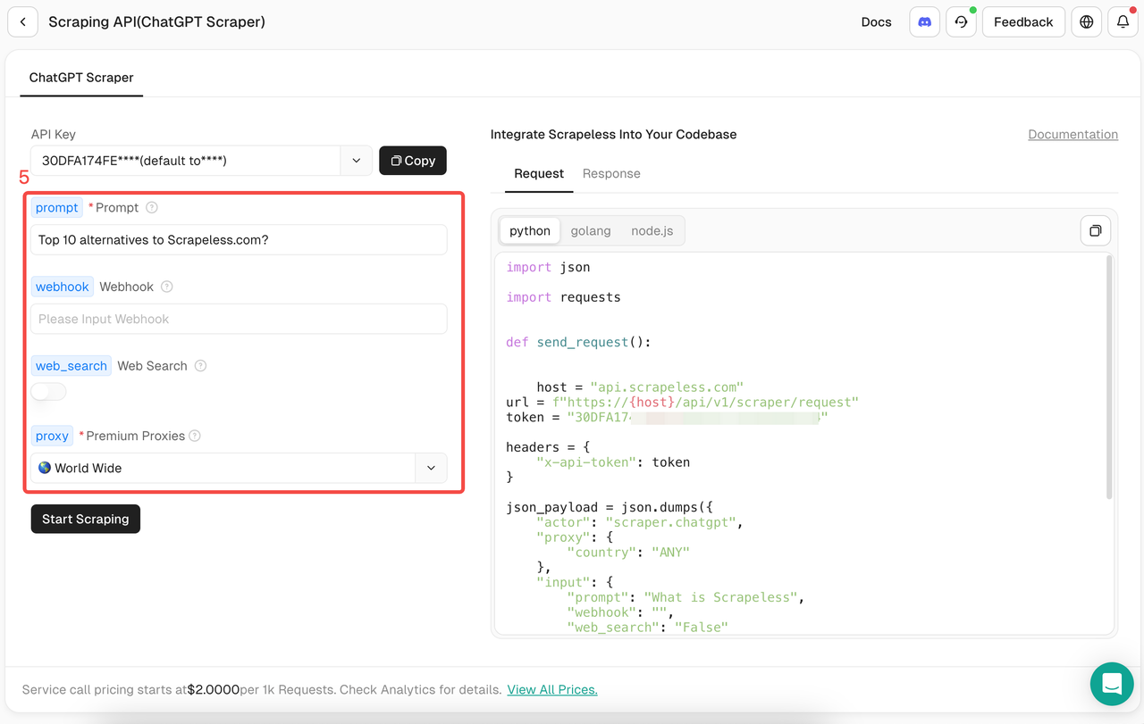 using ChatGPT Scraper