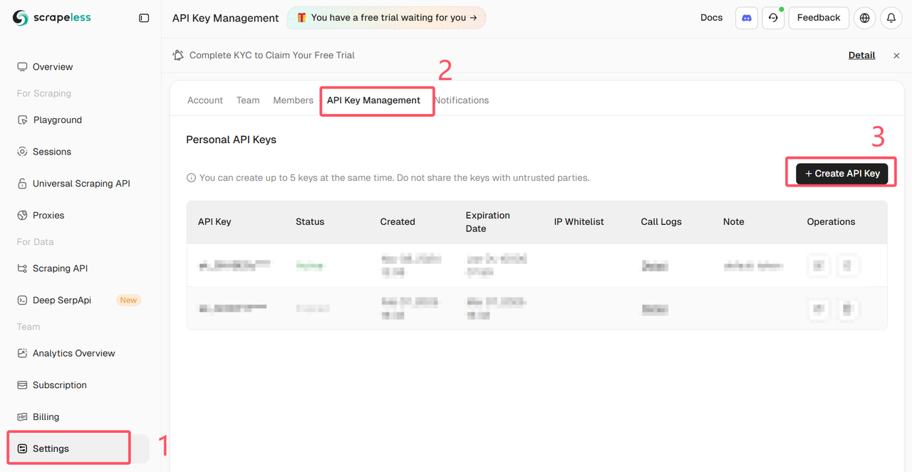 get the Scrapeless API Key