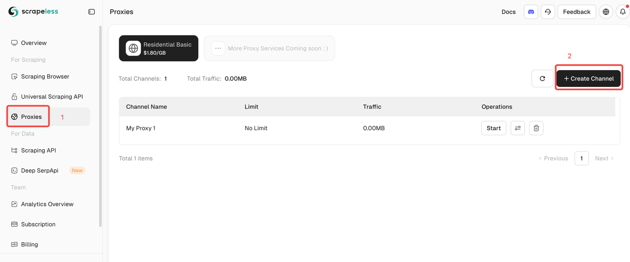 Log in to Scrapeless and copy the proxy information