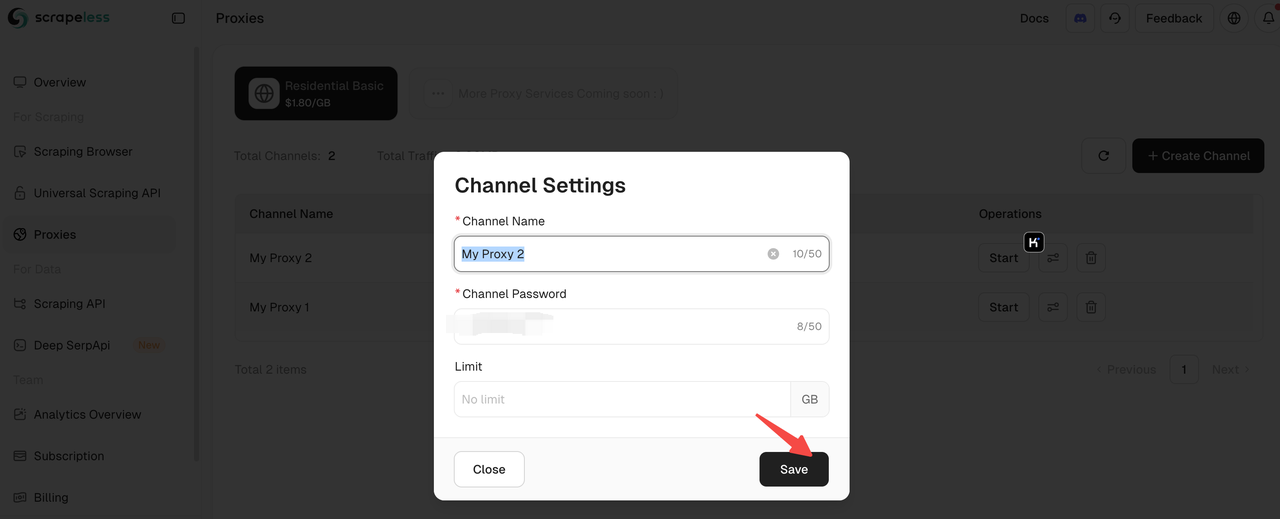 Log in to Scrapeless and copy the proxy information