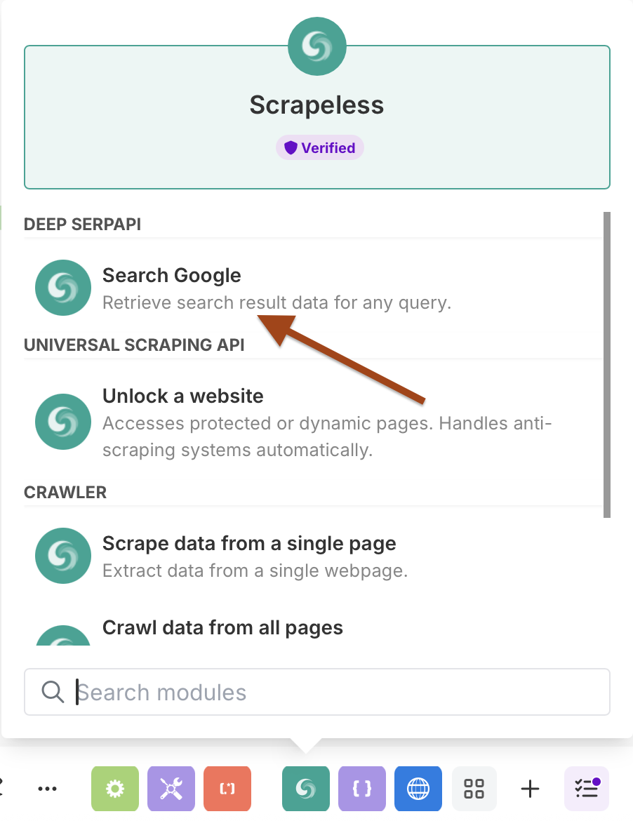Google Search module configuration