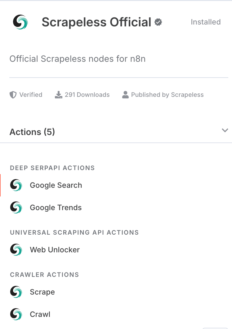 Scrapeless node
