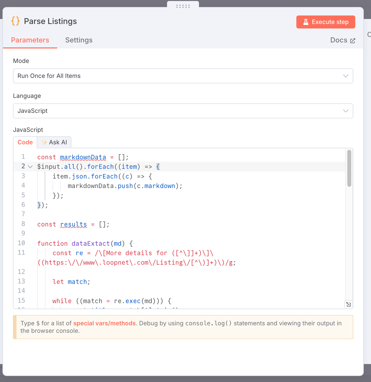 Parse Listings