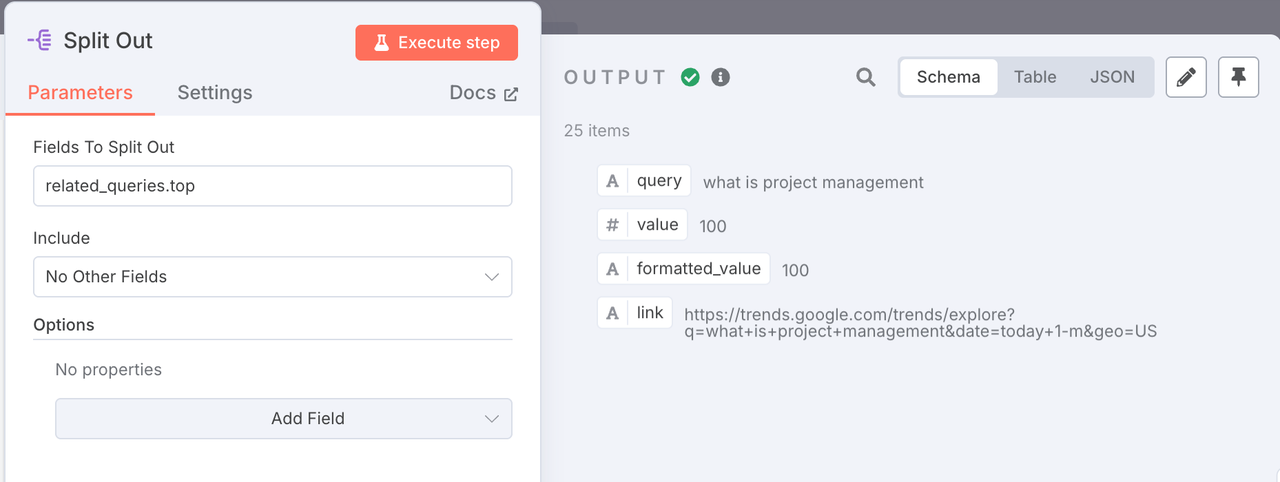 Node: Split Out
