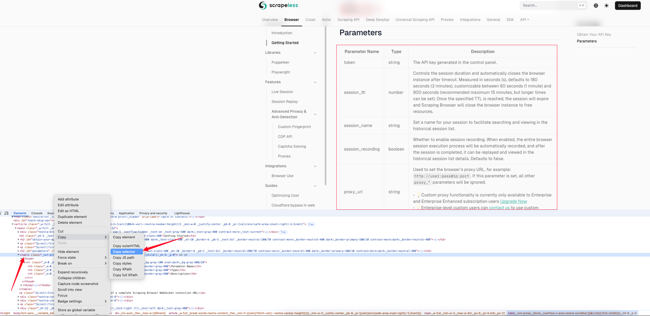 Scraping Browser Quickstart page