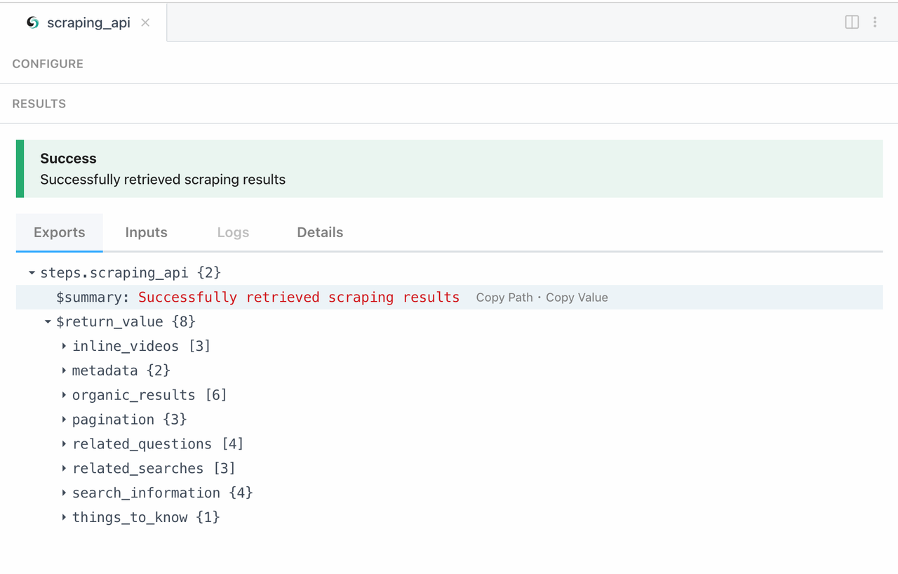 obter os resultados do scraping
