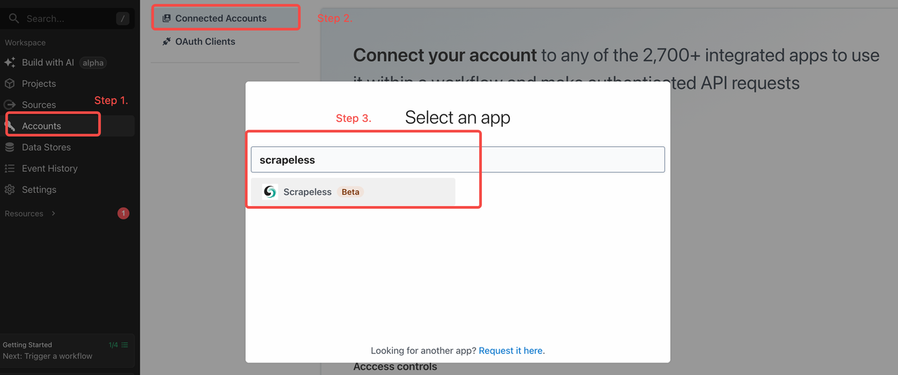 Configure sua chave de API do Scrapeless no Pipedream
