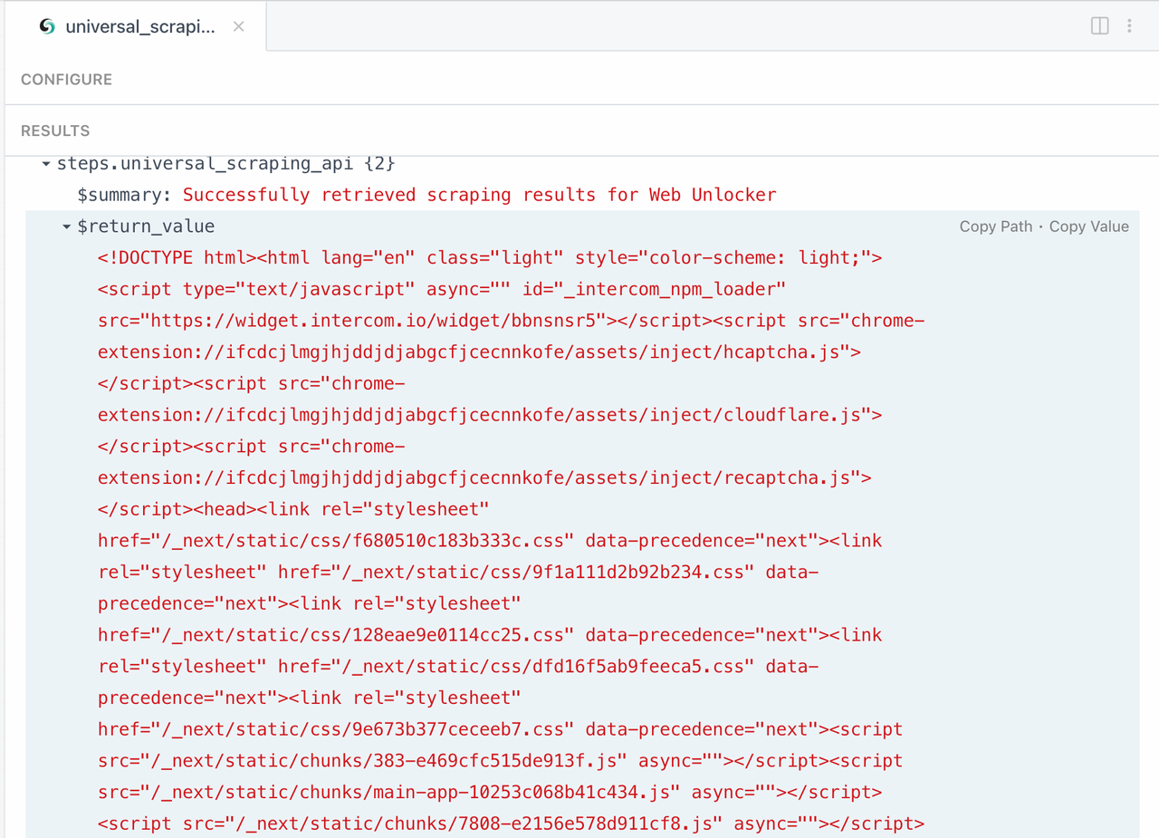 HTML response