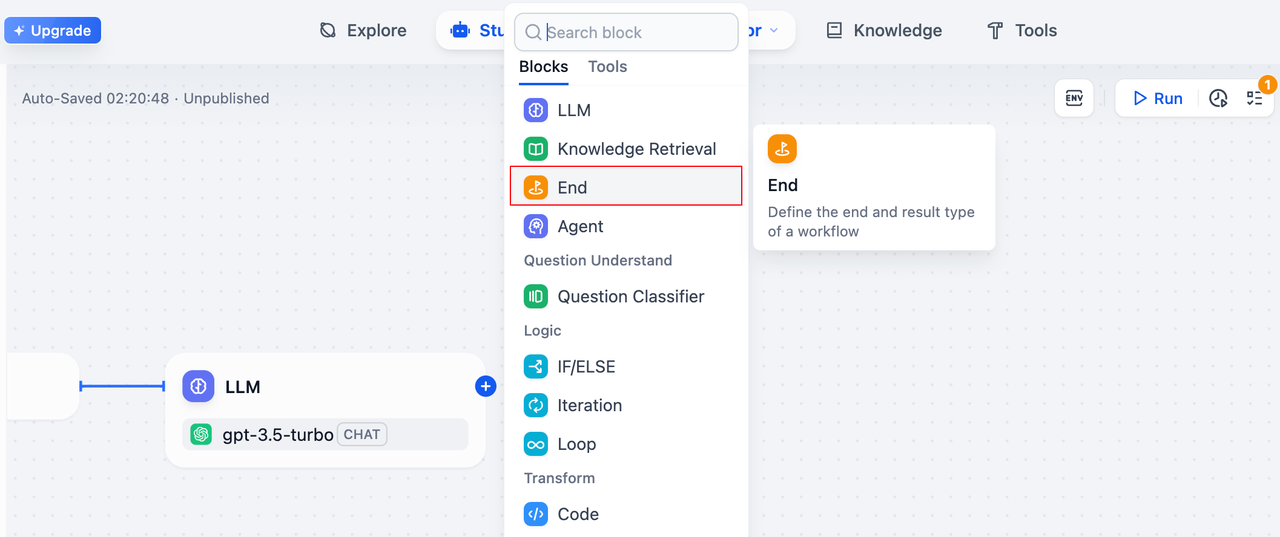 Add output result node