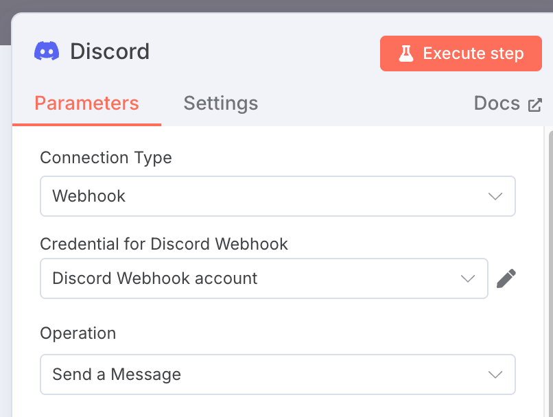 Select "Webhook" for Connection Type