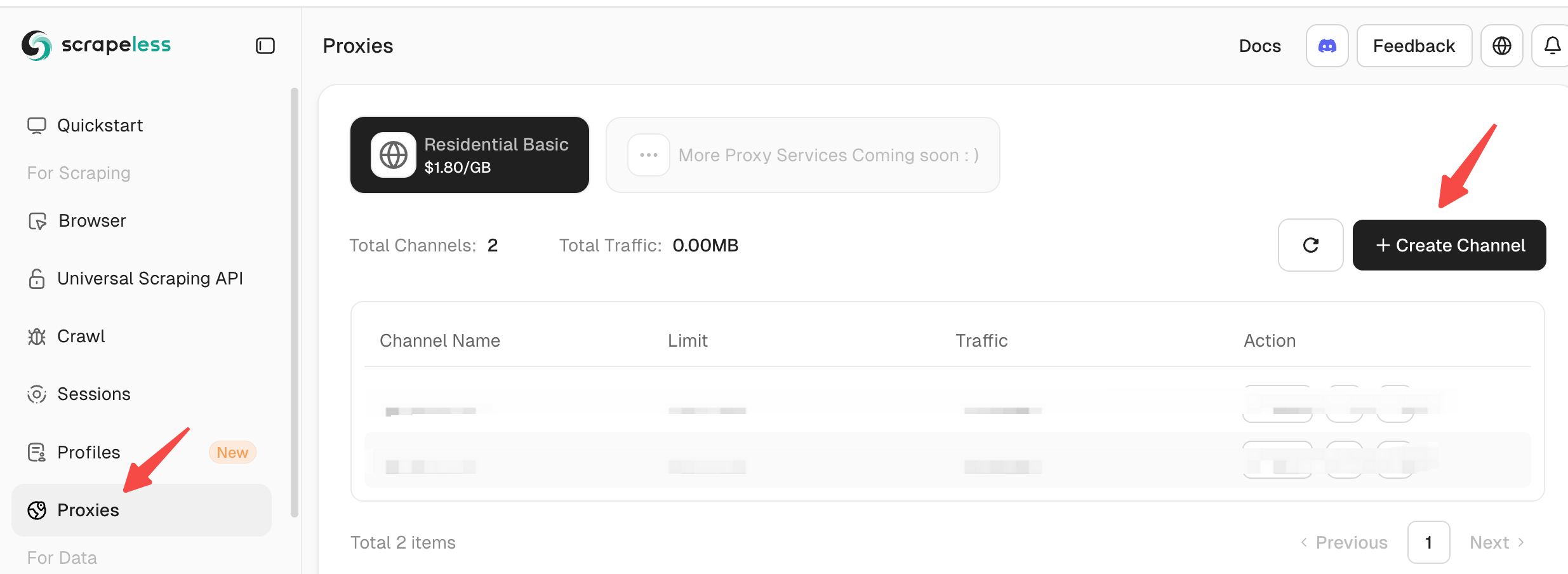 Log in to Scrapeless, select "Proxy" in the left panel